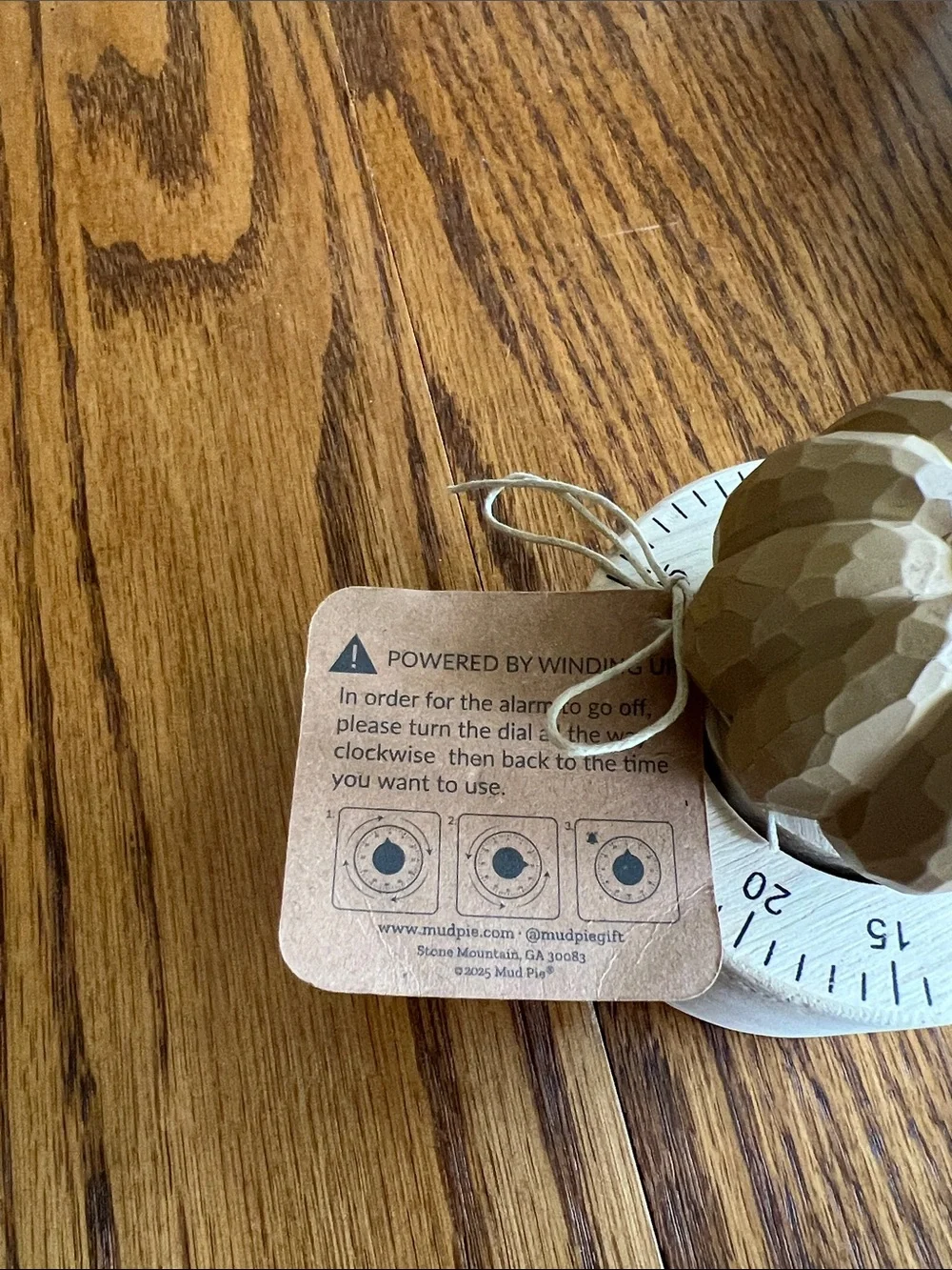 Mud Pie Timer Carved Wood Pumpkin Kitchen Timer in Natural Beige NWT